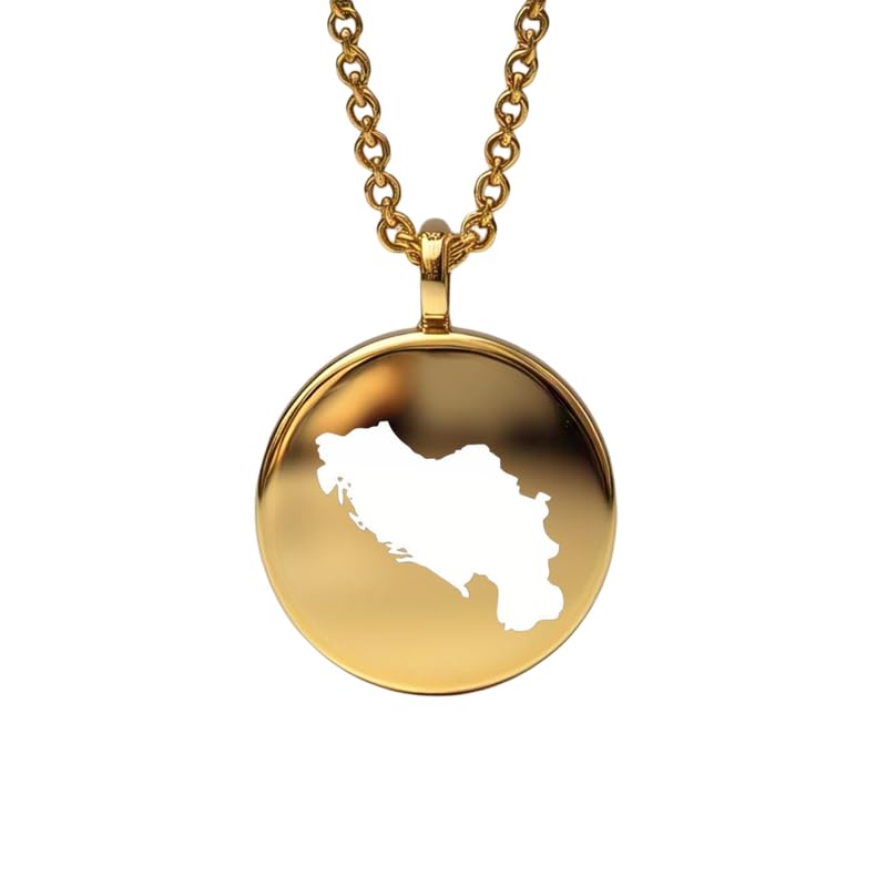 Bijou carte de Serbie en argent sterling et or 14 carats