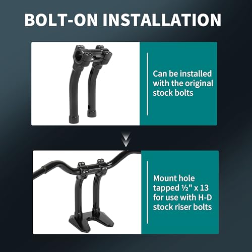 Mokitdora MOKITDORA7373BEST 1-1/4 Inch Pull Back Riser 10 Inch Rise Handlebar Clamp Compatible With Harley Sportster Softail Dyna thumb #5