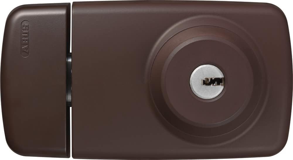 ABUS Tür-Zusatzschloss 7025 mit beidseitigem Zylinder, braun, 53271 | Stabiler Vollstahl-Ovalriegel, zweitourig schließend – Dornmaß 60/72 mm einstellbar – inkl. 3 Schlüssel