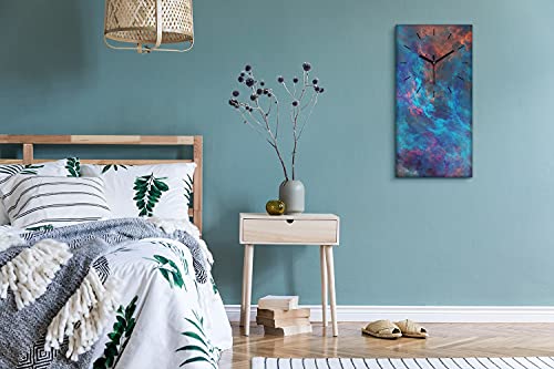 Horloge sur Toile Art Mural Abstrait de Haute Qualité aux Nuances de Clouds Bleu