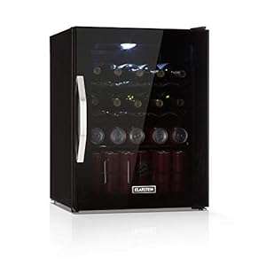 Klarstein Beersafe XL Onyx drankkoeler – minikoelkast, minibar, 60 liter, 0 tot 13 ° C, LED-binnenverlichting, slechts 42 db, LED, 4 metalen roosters, glazen deur, zuinig, onyx zwart