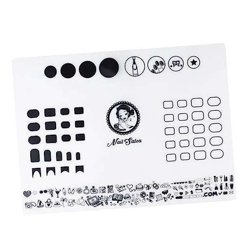 Veemoon Alfombrilla de Silicona para Uñas Tapete de Estampado y Práctica de Manicura Protector de Mesa Guía de Adhesivos para Decoración de Uñas Modelo