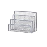 Aufbewahrung Organizer Briefablage für den Schreibtisch, Metall-Briefhalter mit 3 Fächern, Briefsortierer, Ablagefach, Umschlagorganizer für Post (Silver, 17X13CM)
