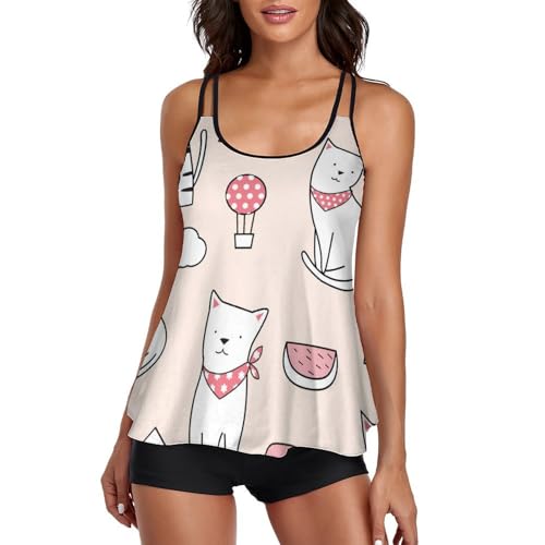 Tankini chat écharpe rose maillot de bain robe de plage pour vos après-midis piscine et farniente