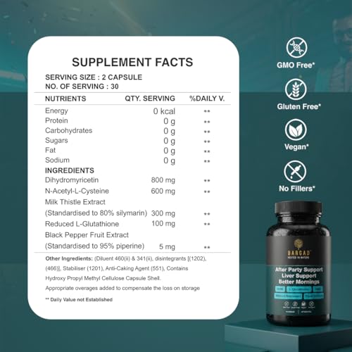 Image of Bargad DHM Metabolic Balance & Morning Refresh Supplement | Fuller Health After Party | Post-Celebration Wellness Support | 60 Capsules
