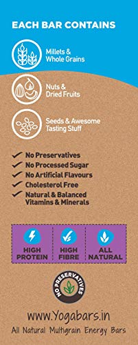 Image of Yogabar Multigrain Energy Bar Variety Pack, 10 Bar, Healthy Diet with Fruits, Nuts, Oats and Millets, Gluten Free, Crunchy Granola Bars, Packed with Chia and Sunflower Seeds (10 Bar) (Pack of 3)