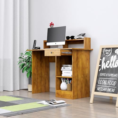 Image of Bniture Wooden Study Table for Home | Engineered Wood Study Table with Book Shelf | Multi Purpose Computer Desk for Study & Writing | Laptop Table for Home with Drawers & Storage Shelf | Giant Wood
