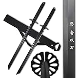 BladesUSA HK-6183 Twin Ninja Swords, Two-Piece Set, Black, 28-Inch Overall