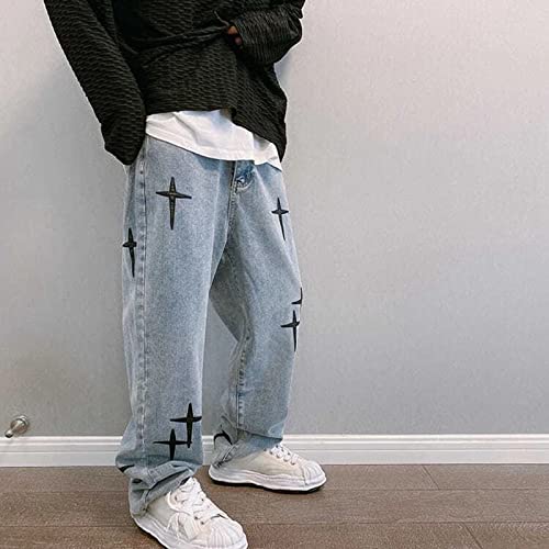 TRUEVIRON-C Embroidered Jeans Couple Straight Trousers Autumn Fashion High Street Hip-hop Style Loose Wide-Leg Trousers Trend3