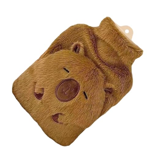Bolsa de agua caliente – Bolsa de agua caliente, calentador de retención de calor en forma de Capibara, funda de cama a prueba de fugas de 1000 ml | Cuello, espalda, escuela, hombro, camping, piernas