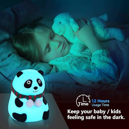 Image of VGRASSP Soft Silicone Panda Night Lamp Toy for Kids - 7 Color LED Changing Rechargeable Squishy Animal Light Gift for Babies and Toddlers - Color As Per Stock