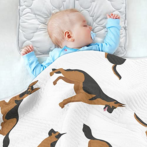 Image of Swaddle Blanket German Shepherd Dogs Cotton Blanket for Infants, Receiving Blanket, Lightweight Soft Swaddling Blanket for Crib, Stroller, Nursery Blankets, 30x40 in