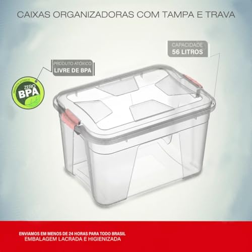 Caixa organizadora 56 litros com trava