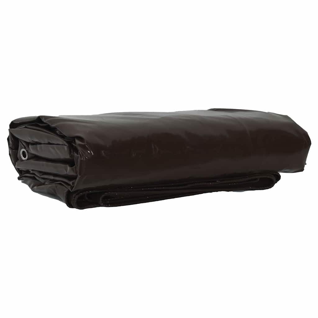 Telone in tela, 650 g/m², marrone, 4 x 8 m, impermeabile, con rivestimento in PVC, antistrappo, resistente alle intemperie, con occhielli in metallo, per giardino, terrazza, garage, auto