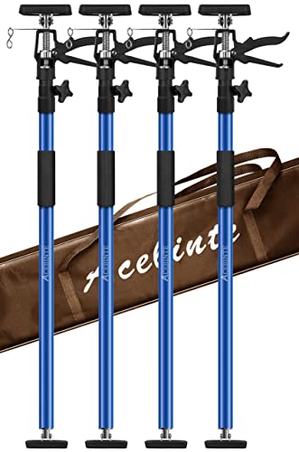 4PK Support Pole,Steel Telescopic Quick Adjustable 3rd Hand Support System, Support Rod, Supports up to 154 lbs Construction Rods for Cabinet Jacks Cargo Bars Drywalls Extends from 50 Inch to 118 Inch