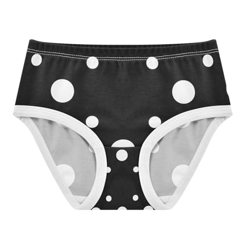 White Polka Dots Solid Black Girls Underwear, Toddler Girl Panties, Cotton Girls Underwear, 2–8 Years
