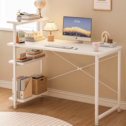 Lista de Escritorio Escolar más recomendados. 48 GM Bear Escritorio para Oficina con Estantes, Escritorios de Estudio con Repisas de Libros, Mesa de Juegos Minimalista, Mesa pequeño, Ideal para Home Office Recamara, 100 X 73 X...