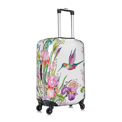 Housse de valise lavable et extensible motif oiseau fleur taille L