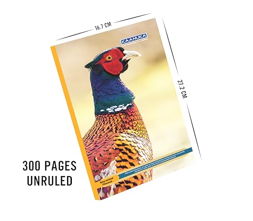 Image of KAANUKA Long Size Notebook - 300 Pages, Unruled, Plain, Long Size - 27.2cm X 16.7cm, Pack Of 6 Notebooks, Long Size Unruled Notebooks for School and College Students