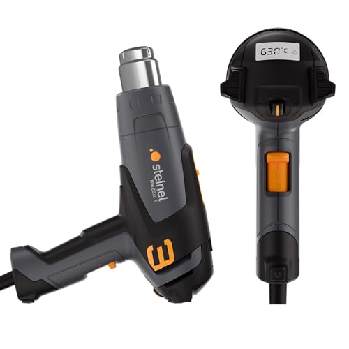Steinel Heißluftpistole HM 2020 E, 2200 W Heißluftfön, LCD-Display, Temperatur 80°-630°C, Heißluftgebläse mit Thermoschutzabschaltung, Keramikheizung