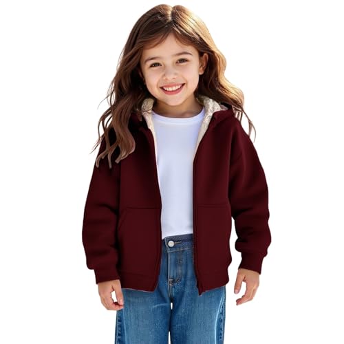 Zip Up Sherpa Hoodies for Girls Boys Lined Fleece Y2k Cute 2025 Winter Jacket Cozy Soft Kids Sweatshirt Long Sleeve Coats2