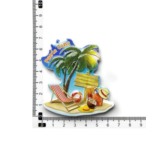 Imán decorativo 3D de resina pintada a mano Punta Cana miniatura 2