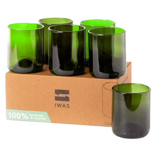 IWAS Upcycled Green Drinking Glasses | 250 ML | 8.45