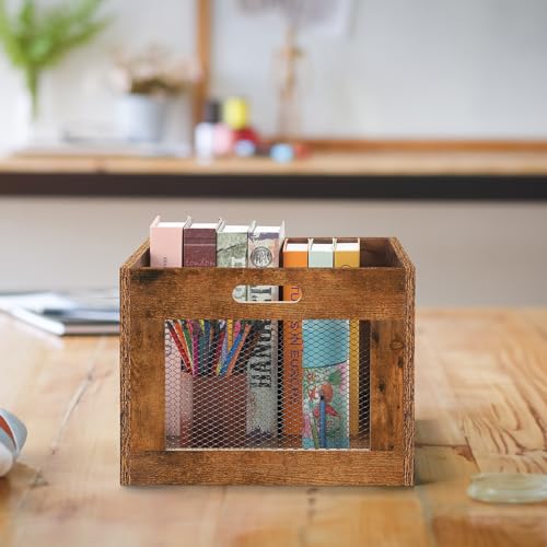 HAITRAL Caixa de armazenamento de discos de vinil, porta-discos de madeira, caixa de armazenamento m