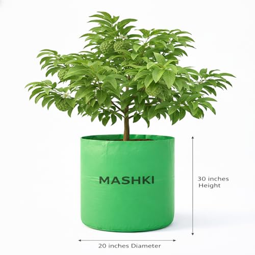 Image of MASHKI 20x30 Inch Extra Deep Grow Bag for Guava, Dwarf Mango & Fruit Plants | 300 & 400 GSM Heavy Duty HDPE | Long Life UV Stabilized Tree Planter for Terrace & Garden (2, 20x30 Inches, 300 GSM)