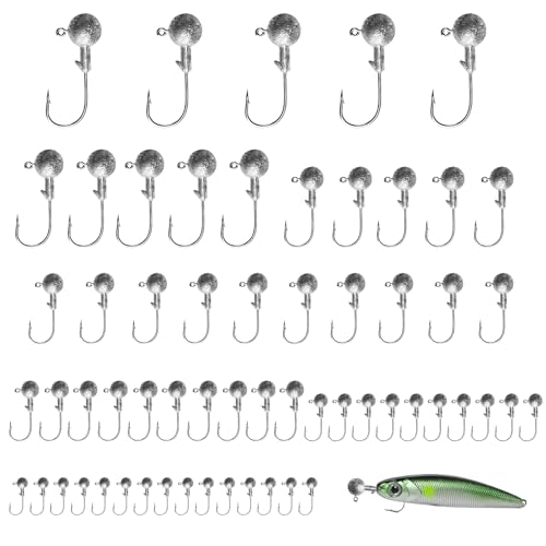 Juego de 60 Cabezas plomadas pequeñas, 7 tamaños de anzuelos de Pesca, anzuelos para cebos Blandos, Cabezas plomadas para cebos Blandos, Accesorios de Pesca (1 g, 2 g, 3,5 g, 5 g, 7 g, 10 g, 12 g)