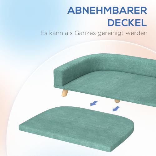 PawHut Hundesofa mit Rückenlehne für Große Hunde 98 x 67 x 25 cm Grün
