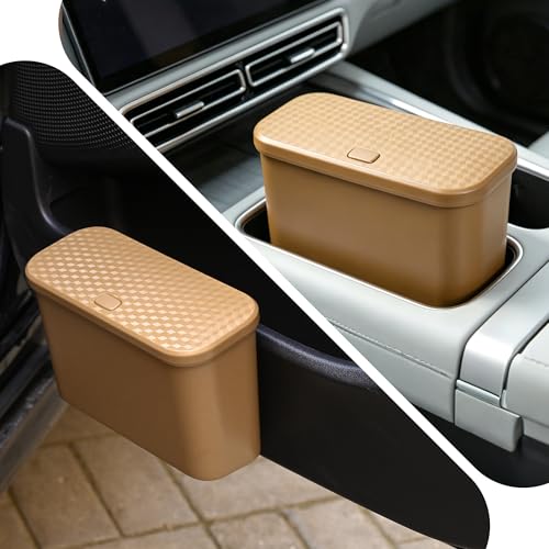 Image of Car Trash Can, Waterproof Multi Functional Auto Trash Bin for Door /Console /Seat Back,Leak-Proof Trash Can for Car, Truck, SUV - Essential Car Accessories for Organization (khaki2)