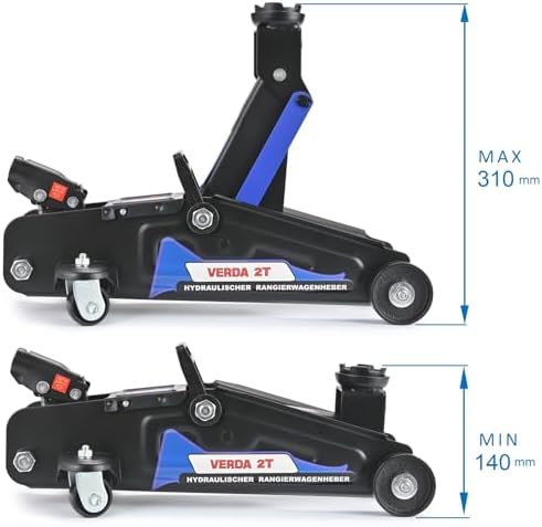 Bild 1 - Wagenheber hydraulisch 2T, Hubhöhe 140-310mm, Gummiuaflage, Handschuhe, Flache, Profi, Tief, Rangierwagenheber Heber, Ständer, Werkstatt, Wohnmobil, Geländewagen PKW SN3061