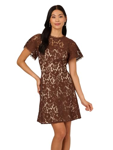 Image of Adrianna Papell Women's Lace Flounce Short Dress