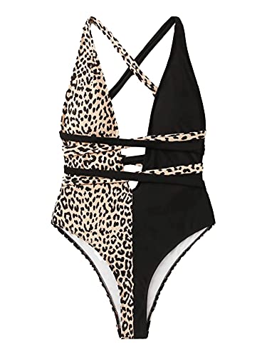 Image of Lilosy Sexy Tie Criss Cross Plunge One Piece Thong Swimsuit High Cut Brazilian Bathing Suit