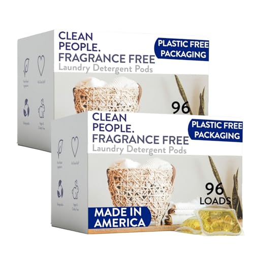Image of The Clean People Ultra Concentrated Laundry Detergent Pods, 192 Count, Fragrance Free, Plant-Based, Plastic Free, Septic Safe, Good for Sensitive Skin, Effective, Eco-Friendly
