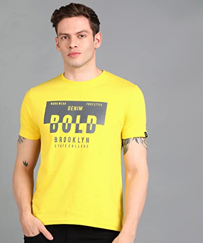 Image of Urbano Fashion Men's Graphic Printed Round Neck Half Sleeve Slim Fit Cotton T-Shirt