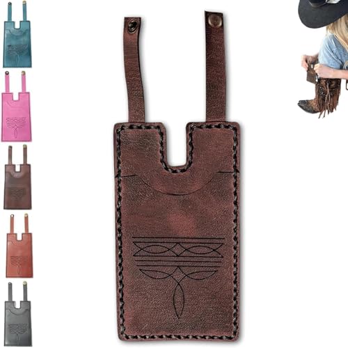 Western Boot Wallet with Snap Strap, Compact Boot Wallet, Inside The Boots Wallets, Handcrafted Leather Boots Credit Card Holder, Western Leather Wallets for Women (Brick Red)