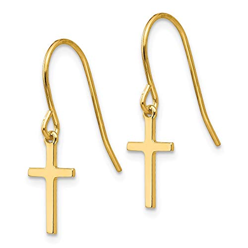 Roy Rose Jewelry 14K Yellow Gold Dangle Cross Shepherd Hook Earrings2