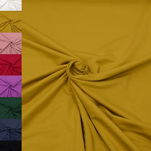 MAGAM-Stoffe Finn Jersey Stoff uni Oeko-Tex Meterware 50cm (04. Senfgelb)