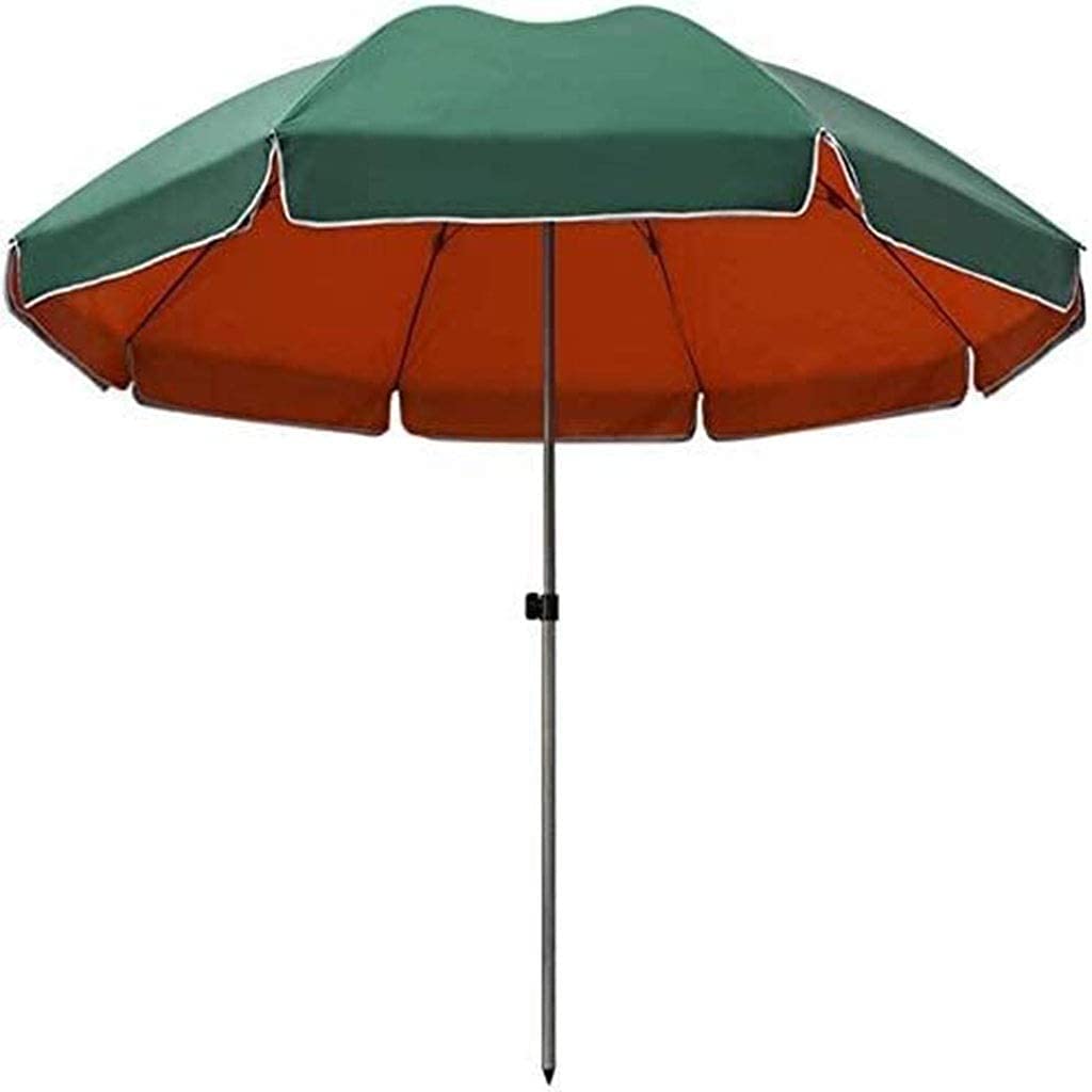 WDSOPK Beach Parasol Garden Parasols Patio/Beach Tiltable Cranks UV Proof Sunshade Outdoor Umbrellas Terraces Balcony Pools(Green Orange-2.4m)
