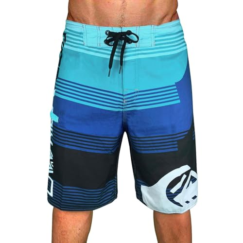 Image of Mens Swim Shorts Seaside Coconut Tree Sunset Printed Surfing Trunk for Men UK Quick Dry Summer Breathable Swimming Shorts with Drawstring Hawaiian Holiday Beach Pants Loose Fit Sports Trunks