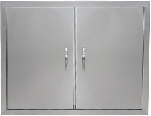 Puerta de acceso para barbacoa de 30.5 pulgadas de ancho x 21 pulgadas de alto, puerta de parrilla doble puerta de acero inoxidable cepillado,