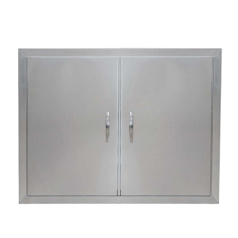 Aptliton Heavy-Duty Stainless Steel Sliding Door Hardware - Outdoor Kitchen Access Door, 24x24 Inch Flush Mount Cabinet Door for BBQ Island and Grilling Station