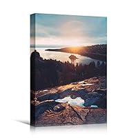 Canvas Wall Art Mountain Sunset Coastal Orange Photography Relax/Calm Romantics Sunset Warm - 12x18 inches