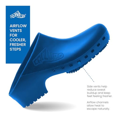 Image of CALZURO Classic Work Clogs Without Holes - Unisex Nursing Clogs - Non Slip Shoes - Autoclavable Rubber Kitchen Shoes for Women and Men -