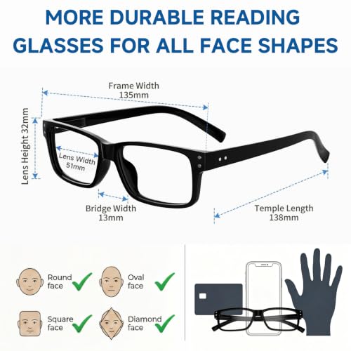 Image of Eyekepper 3.75x Reading Glasses, Readers for Men, 3pk Black Eyeglass Women | Stylish Mens Womens Reader Eyeglasses, Retro Cheaters, All-Day Comfort Spring Hinges, Scratch Resistant for Work /Crafts