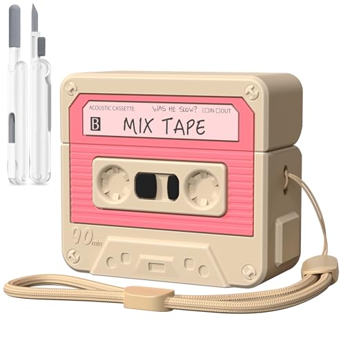 Image of KOREDA Compatible with AirPods 4 Case Cover, Funny Cassette Tape Design Case for Airpods 4th Generation 2024, Cute Cartoon Fashion Silicone Protective Case for Women Men (Cinnamon Powder)