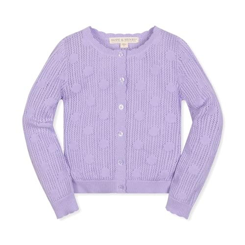 Image of Hope & Henry Girls' Long Sleeve Fancy Cardigan Sweater with Stripe Trim