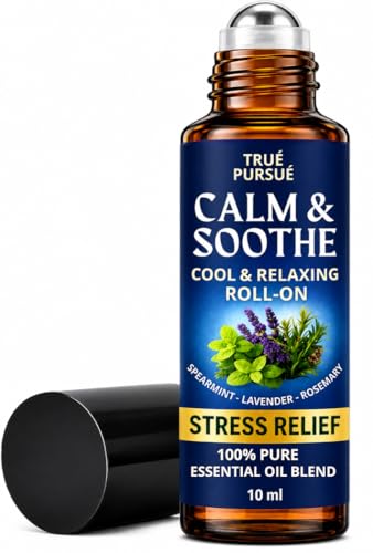Soothe & Calm Essential Oil Roll On – Frankincense & Lavender Essential Oil Roller – Stress Relief Oil Roll On – 100% Pure Aromatherapy Calming Oils for Anxiety, Migraine & Sleep – 10ml TRUÉ PURSUÉ